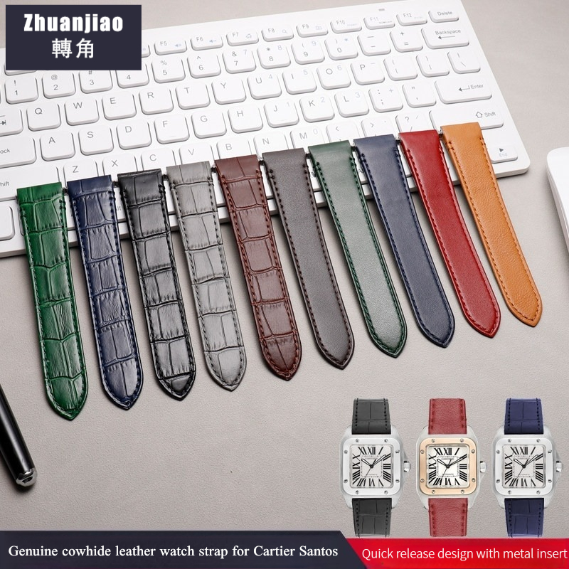 Cartier Watch Santos - Hoge kwaliteit koeienhuid lederen horlogeband voor