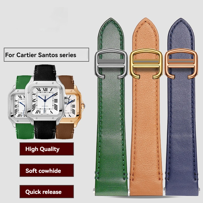 Cartier Watch Santos - 19mm 21mm Lederen Horlogeband voor Cartier