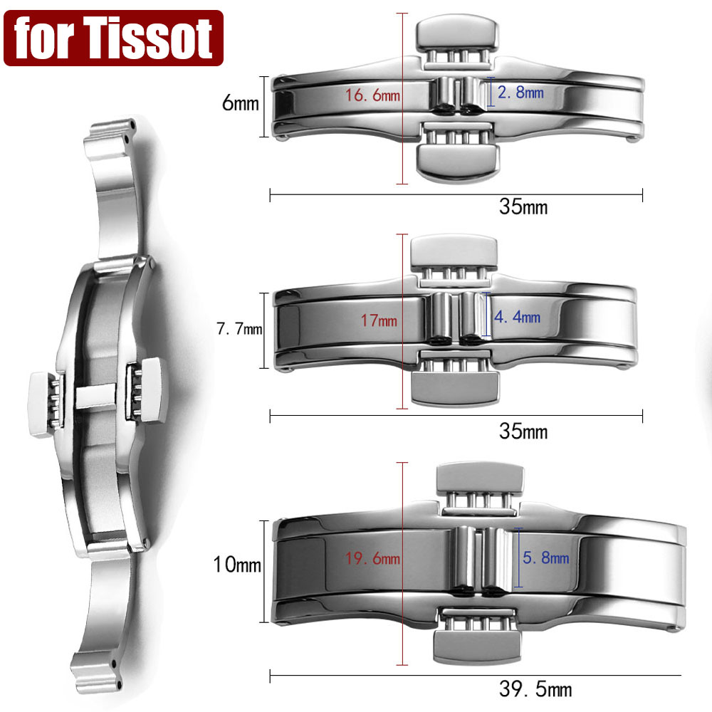 Butterfly Clasp Deployant - Zilverkleurige roestvrijstalen vlindergesp voor Tissot 1853