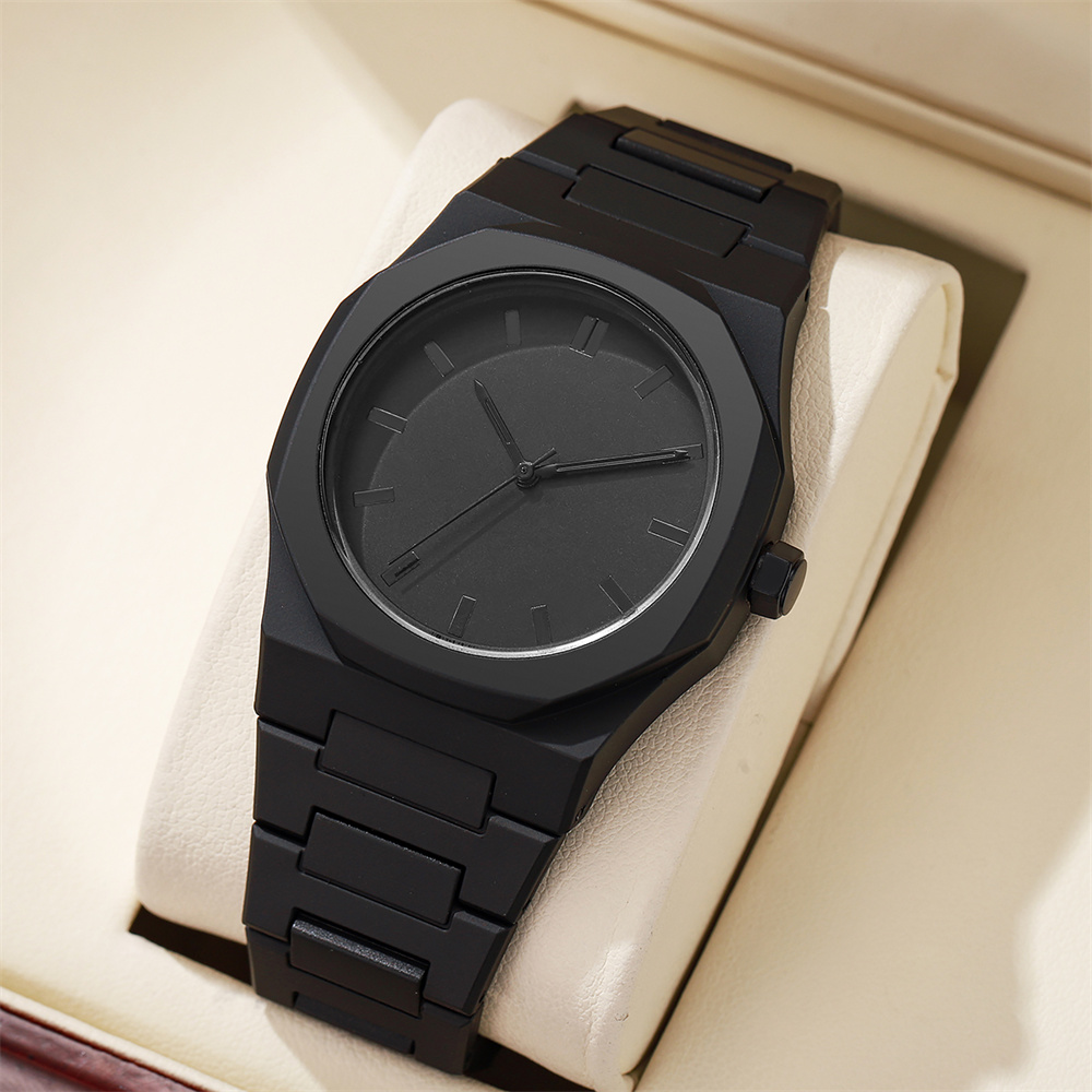 Herenmode eenvoudig zwart quar - Butterfly Clasp Deployant recensie en prijs