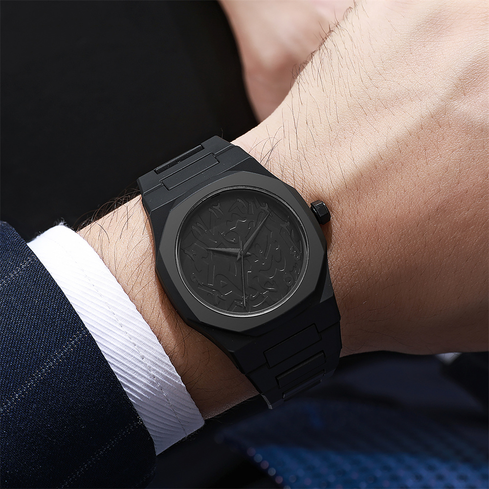 Herenmode eenvoudig zwart quar - Butterfly Clasp Deployant recensie en prijs