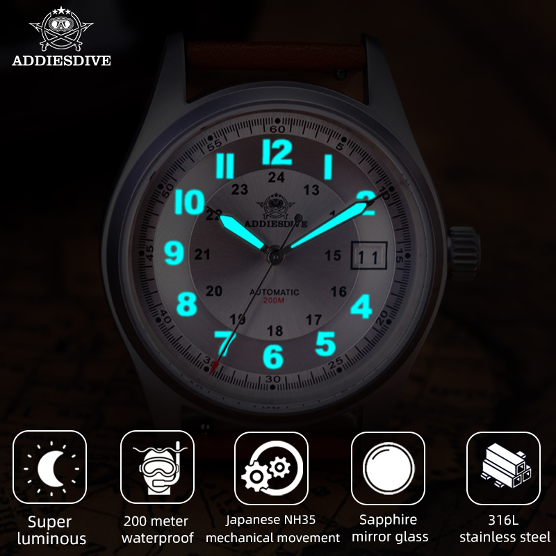 Addiesdive 39 Mm AD2048 Heren  - Stainless Bracelet Diver recensie en prijs