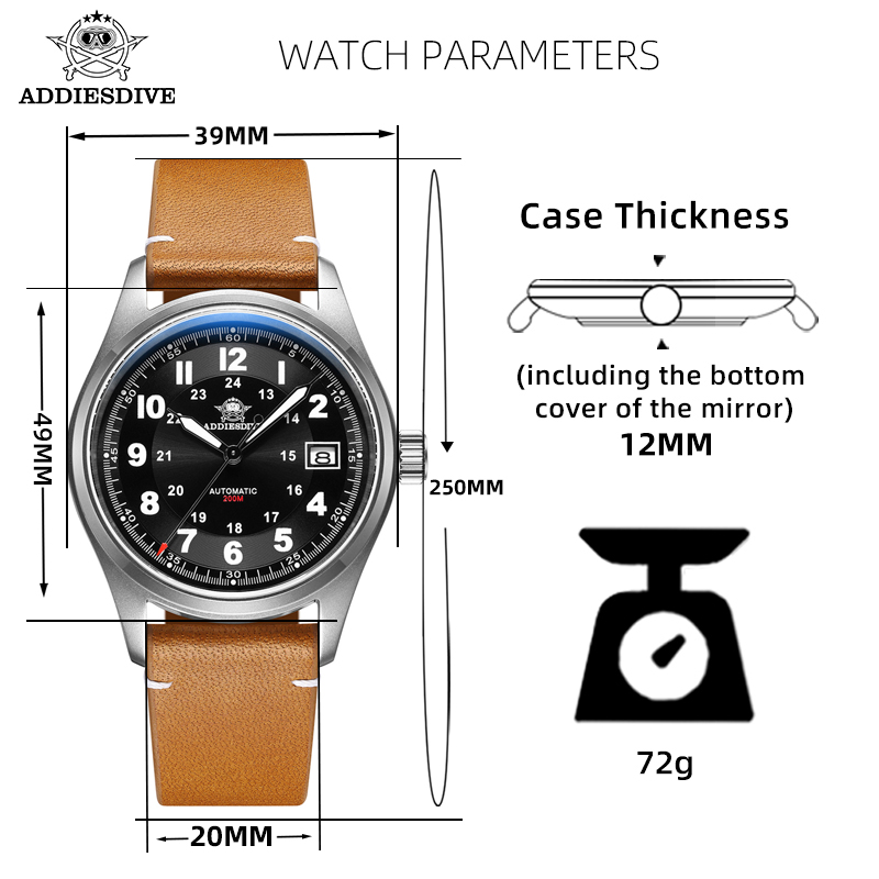 Addiesdive 39 Mm AD2048 Heren  - Stainless Bracelet Diver recensie en prijs